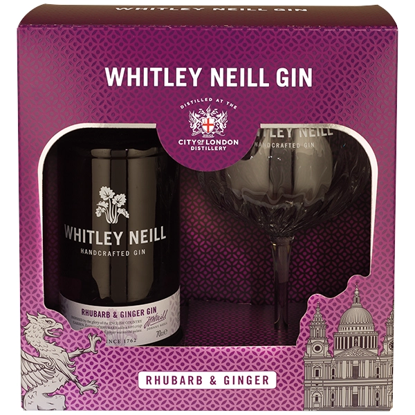 Whitley Neill Rhubarb Ginger Gin mit Glas